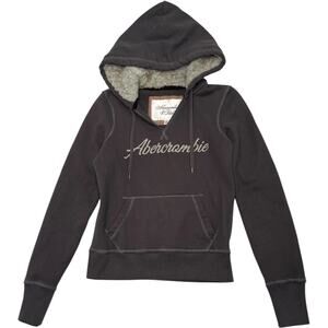Vintage Abercrombie Fitch Womens Medium Gray Sherpa Lined Hoodie Y2K Retro 2000